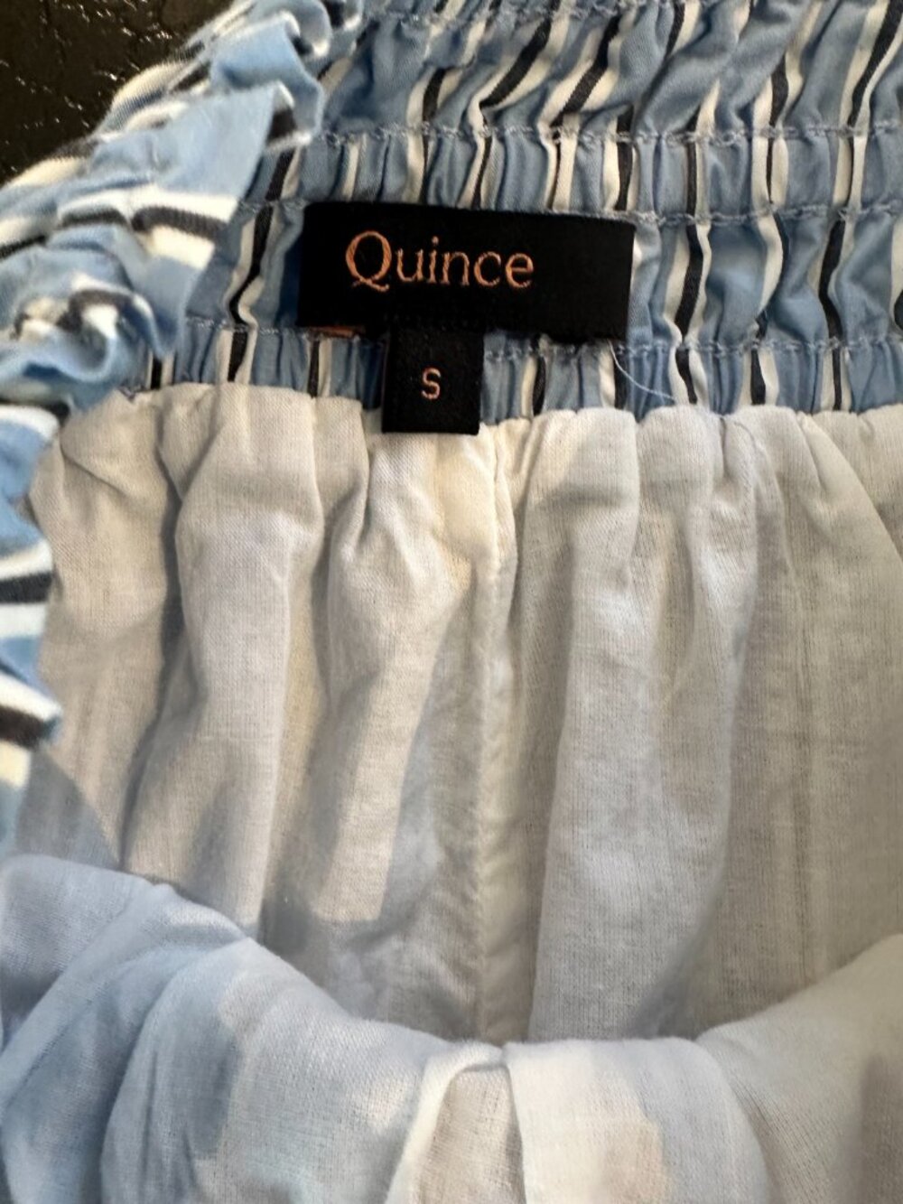 Quince Organic Cotton Poplin Tiered Maxi Skirt Tribeca Blue White Stripe Small S - Picture 2 of 6